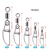 100pcs Rolling Swivel with Snap Stainless Steel Line Hook Connectors