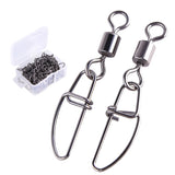 100pcs Rolling Swivel with Snap Stainless Steel Line Hook Connectors