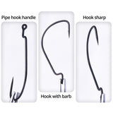 20pcs Teflon Coated Wide Gap Offset Hook High Carbon Steel Soft Bait Holder