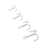 10pcs Flattened Treble Hook 2/4/6/8# Silver Matte Finish High Carbon Steel Sea Fishing Barbed Hooks