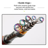 fairiland Telescopic Fishing Rod with Multi-color Ceramic Guide Rings 6' 7' 8' 9' 10' 12'