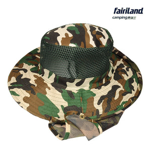Unisex Camouflage Fishing Cap with Wide Brim and Shawl Neck Protection Outdoor Camping Hat
