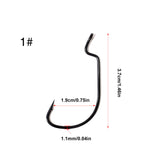 20pcs Teflon Coated Wide Gap Offset Hook High Carbon Steel Soft Bait Holder