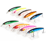 10pcs 11cm/13.5g Minnow Fishing Lures 10 Colors Even Mixed with Lure Box