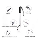 4FT Retractable Telescopic Sea Fishing Gaff Stainless Steel Sharp Spear Hook-USA
