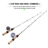 Ice Fishing Rod Reel Combo 2'/2.4' Fast Action Solid Carbon L/M Power Ice Fishing Pole CNC-machined Aluminum Quick Set Anti-Reverse Ice Reel