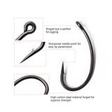 1000pcs TFSH-G Teflon Coated Barbed Fishing Hooks Matt Black Carp Hook Gnippen