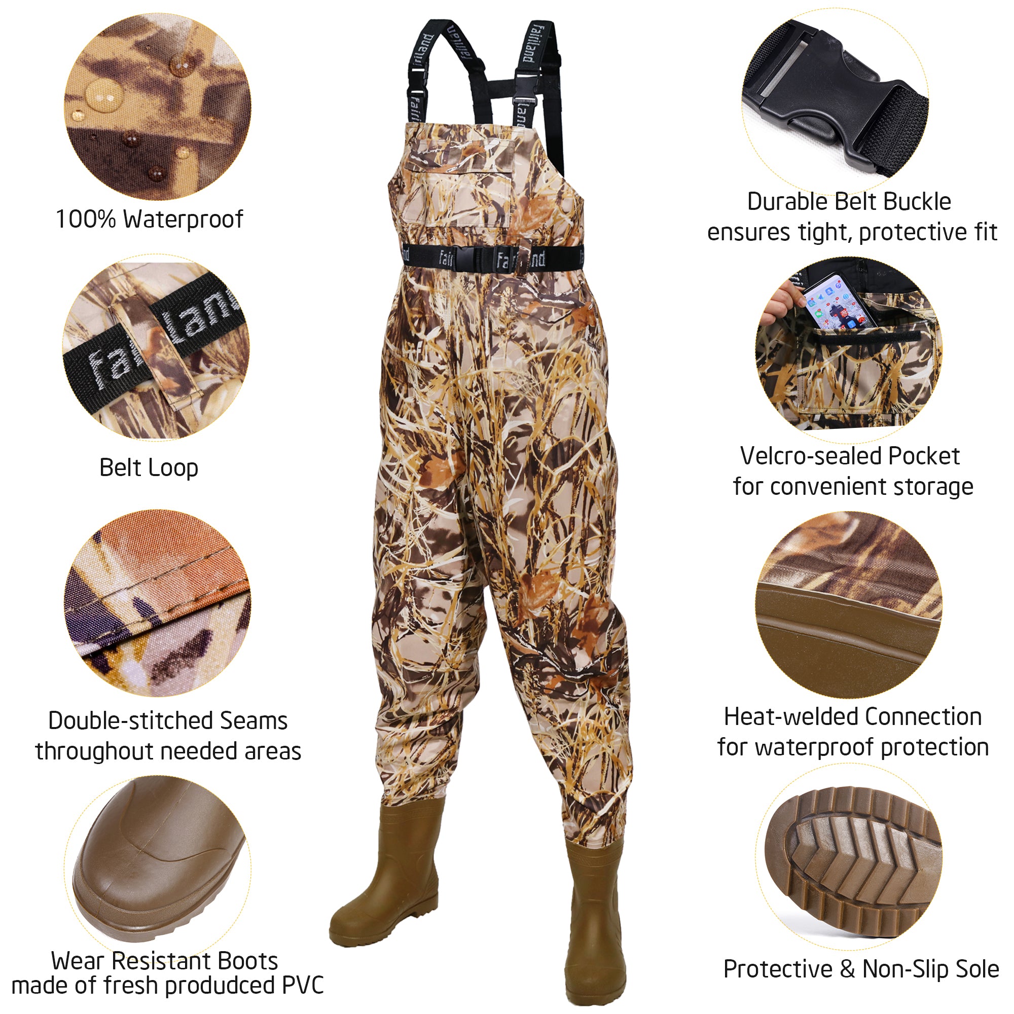 Cuissardes Fox Rage Breathable Lightweight Camo – 60% PVC, 40% Nylon Taslon, Coutures Soudées, Semelles Profilées – Pêche, Taille 11/45