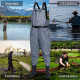RIVERON Series Grey Fishing Waders Breathable Chest Waders Boot Foot Waders 41-46# FA25WD2