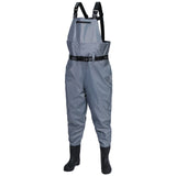 RIVERON Series Grey Fishing Waders Breathable Chest Waders Boot Foot Waders 41-46# FA25WD2