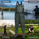 RIVERON Series Green Fishing Waders Breathable Chest Waders Boot Foot Waders 41-46# FA25WD3