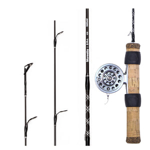 Ice Fishing Rod Reel Combo 2'/2.4' Fast Action Solid Carbon L/M Power Ice Fishing Pole CNC-machined Aluminum Quick Set Anti-Reverse Ice Reel