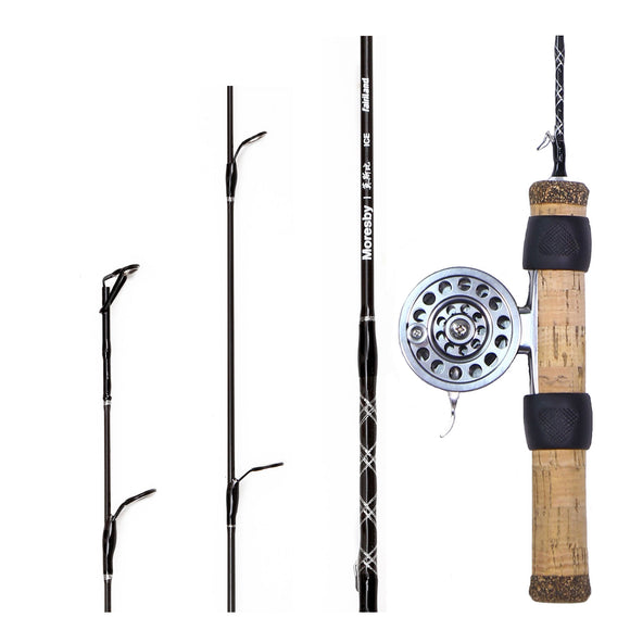 Ice Fishing Rod Reel Combo 2'/2.4' Fast Action Solid Carbon L/M Power Ice Fishing Pole CNC-machined Aluminum Quick Set Anti-Reverse Ice Reel