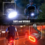 LED Bike Front Rear USB Rechargeable Lights Bicycle Riding Lamp Waterproof Headlight and Taillight Lantern Bike Accessories