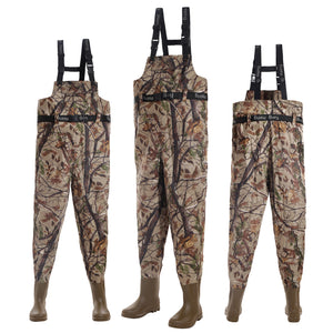 Camouflage Fly Fishing Waders Taiwan 420D Nylon 41-46# Breathable Waterproof Chest Wader Boots Pants