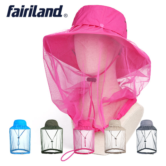 Quick Dry Bucket Hat with Storage Mosquito Net Insect Bug Free Face Protector Cap Wide Brim Sun Hat