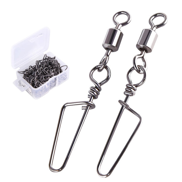 100pcs Rolling Swivel with Snap Stainless Steel Line Hook Connectors