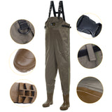 USA Warehoues Chest Wader 210D Nylon Breathable Waterproof Wader Boots Pants Fly Fishing Clothes