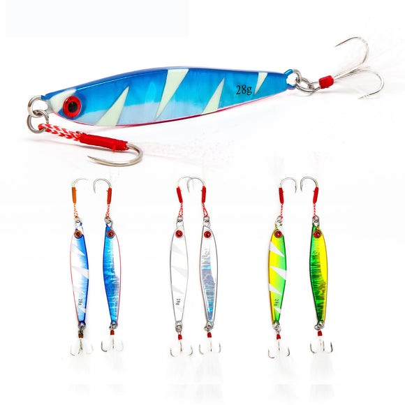 Lead Bait Jig Lure 14g/21g/28g with Head Hook and Rear Hook 6pcs/lot 3 Color Even Mixed