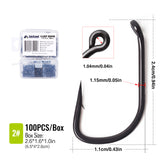 100pcs Teflon Coated Barbed Fishing Hooks Carbon Steel Carp Hook BNR