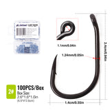 100pcs Carp Fishing TEFLON Coating Barbed Hooks TFSH-K Japan Brand Fishhook 2/4/6/8/10# w/ Hook Box