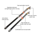 fairiland Telescopic Fishing Rod with Multi-color Ceramic Guide Rings 6' 7' 8' 9' 10' 12'