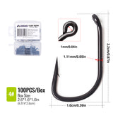 100pcs Teflon Coated Barbed Fishing Hooks Carbon Steel Carp Hook BNR