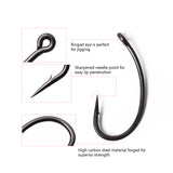 100pcs Teflon Coated Barbed Fishing Hooks Matt Black Carp Hook Gnippen