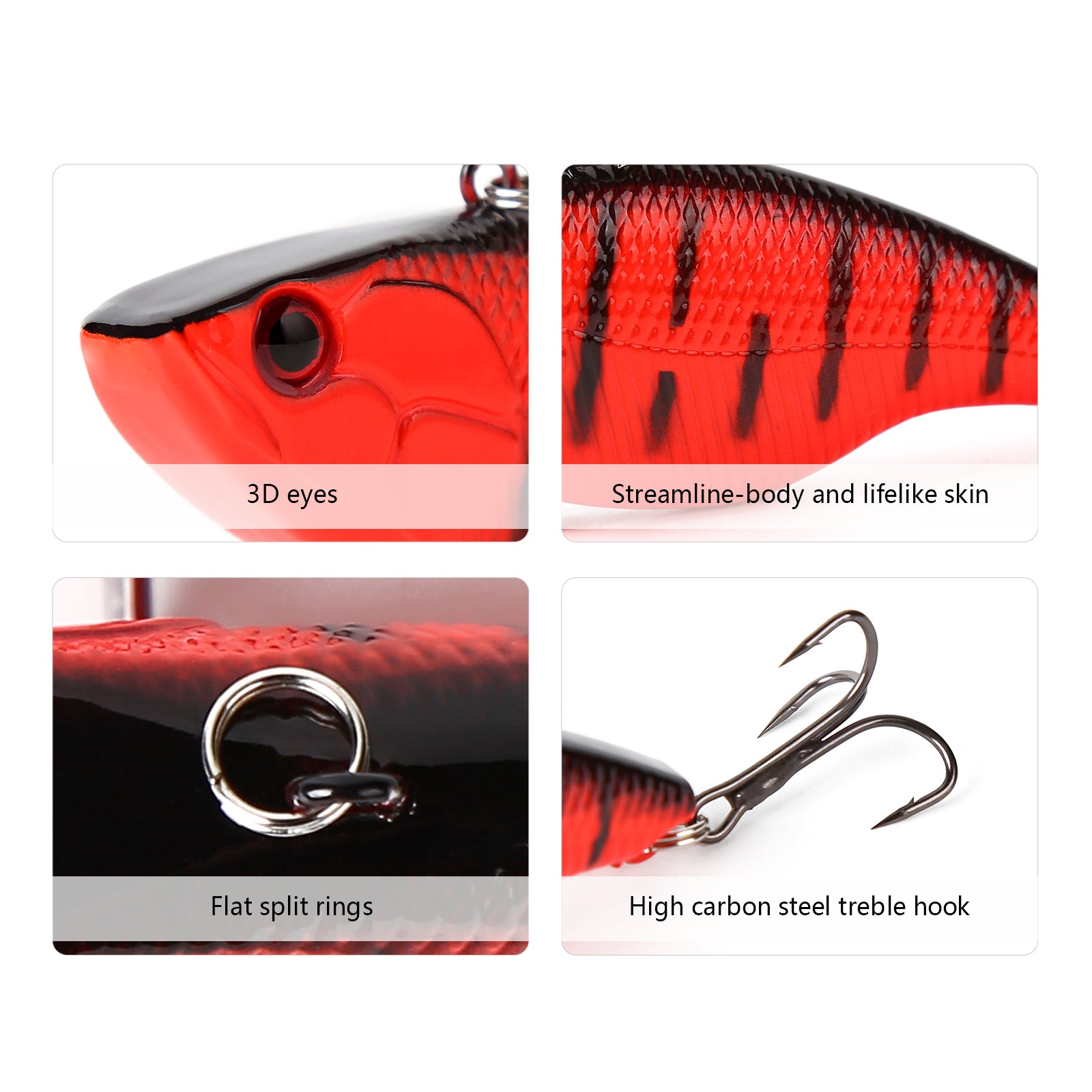 10pcs 7cm/16g VIB Fishing Lures Two Treble Hooks ABS Plastic