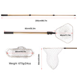 Fishing Landing Net 2.5m Fly Fishing Brail 50*50cm Dip Net Aluminum Alloy Telescopic Pole Scoop Net