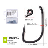 100pcs Teflon Coated Barbed Fishing Hooks Carbon Steel Carp Hook BNR