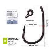 100pcs Carp Fishing TEFLON Coating Barbed Hooks TFSH-K Japan Brand Fishhook 2/4/6/8/10# w/ Hook Box