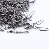 100pcs Rolling Swivel with Snap Stainless Steel Line Hook Connectors