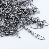 100pcs Rolling Swivel with Snap Stainless Steel Line Hook Connectors