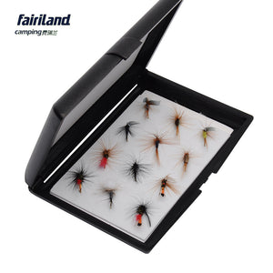 12pcs/Lot Fly Fishing Lures Dry Fliers Feather Hooks Insect Bait with Fly Lure Hook Storage Case