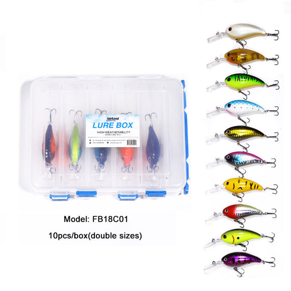 10pcs 7cm/15g Crank Bait 10 Color Even Mixed with Lure Box