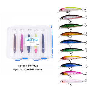 10pcs 11cm/13.5g Minnow Fishing Lures 10 Colors Even Mixed with Lure Box