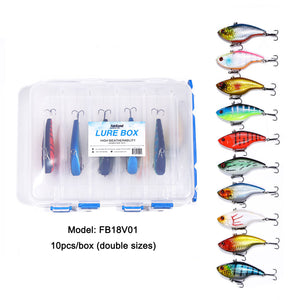 10pcs 7cm/16g VIB Fishing Lures Two Treble Hooks ABS Plastic