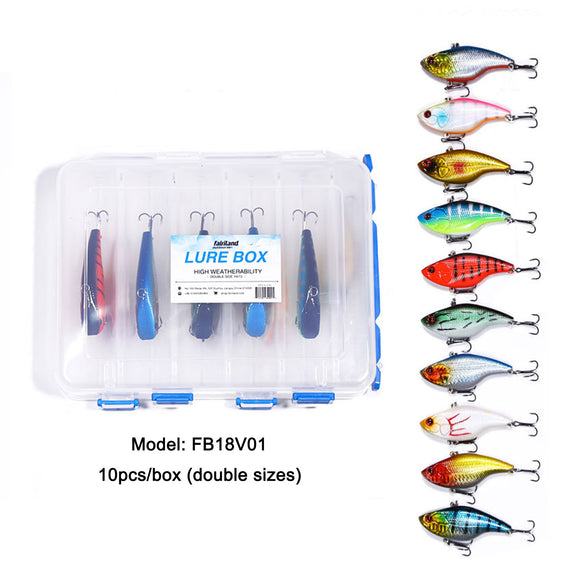 10pcs 7cm/16g VIB Fishing Lures Two Treble Hooks ABS Plastic Artificial Sinking Hard Bait