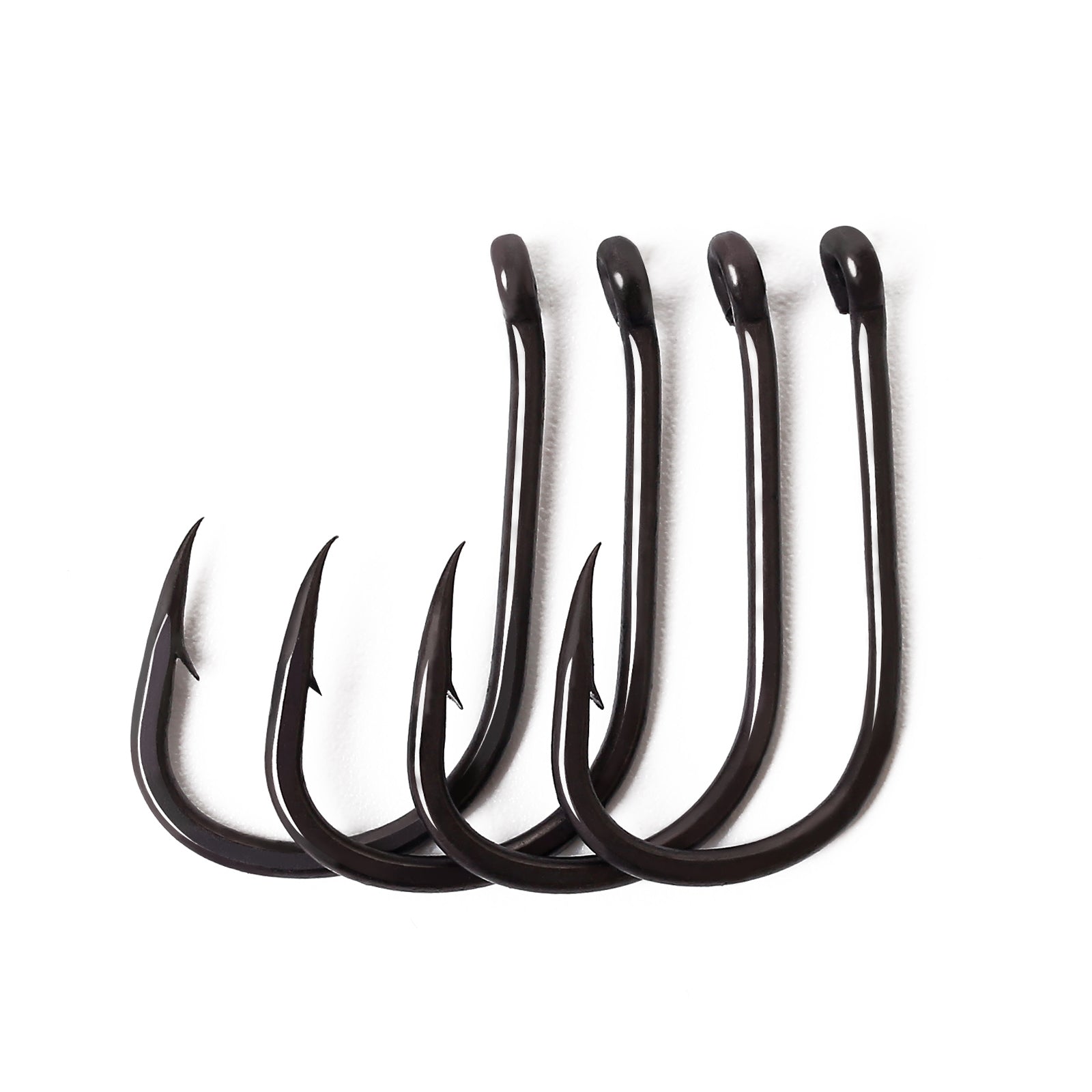 50pcs Carp Fishing Hooks PTFE Coating High Carbon Stainless Steel Barbed  Carp Hooks for Carp Rig Matt Black Curve Shank Hook